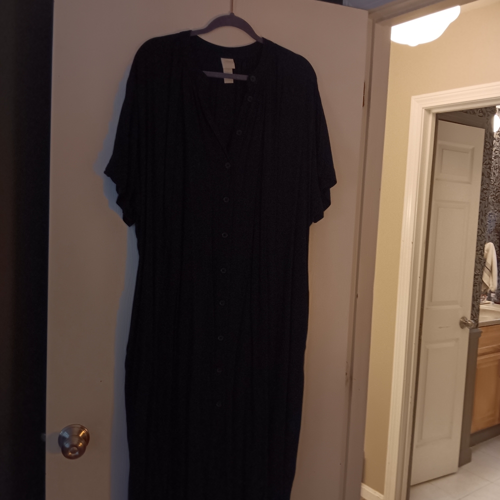 H&M Black Maxi Dress with Button Detail